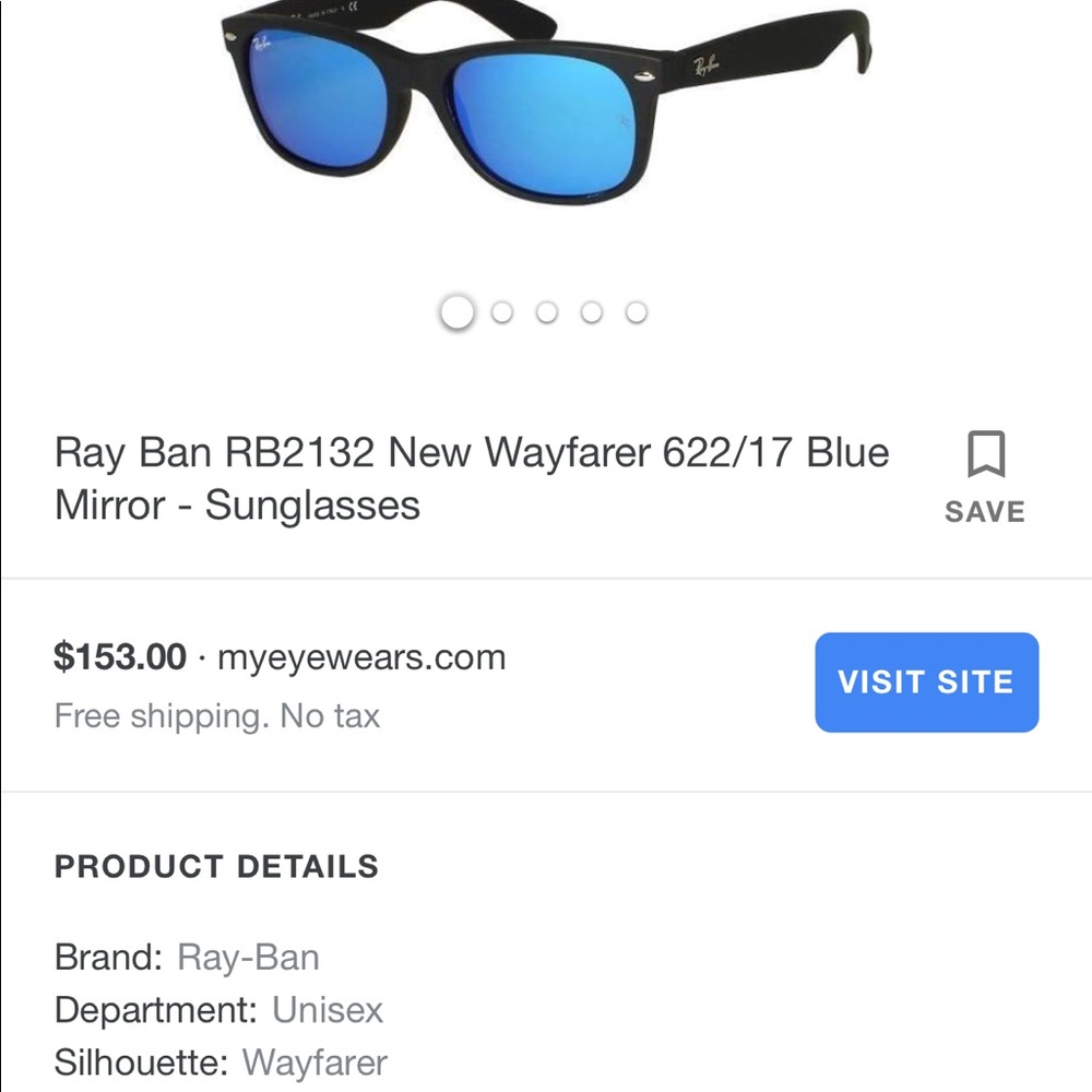 Ray Ban RB2132 Wayfarer 622/17 Blue Mirror